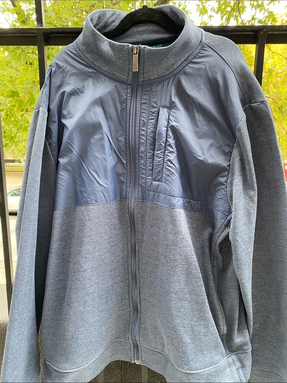 Perry Ellis Men's Two-Tone Navy/Gray Lightweight Zip Jacket